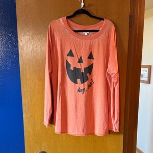 LuLaRoe Julie Pumpkin Face Long Sleeve Shirt